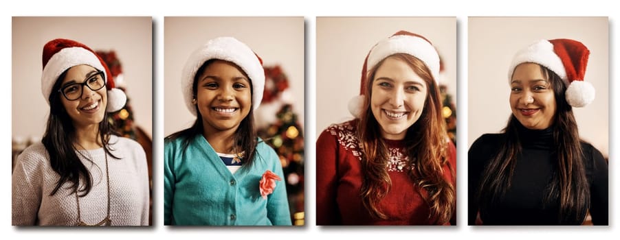 Youre not fully dressed for Christmas without a santa hat. Composite shot of a group of people wearing Christmas hats