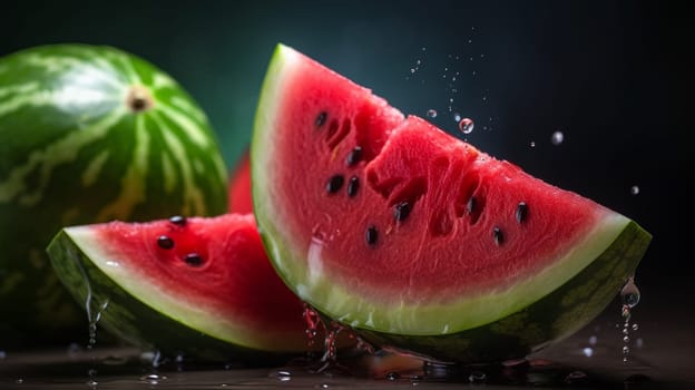 Slices of watermelons on cutting board. Ai Generative.