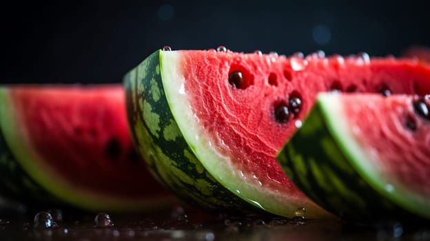 Slices of watermelons on cutting board. Ai Generative.