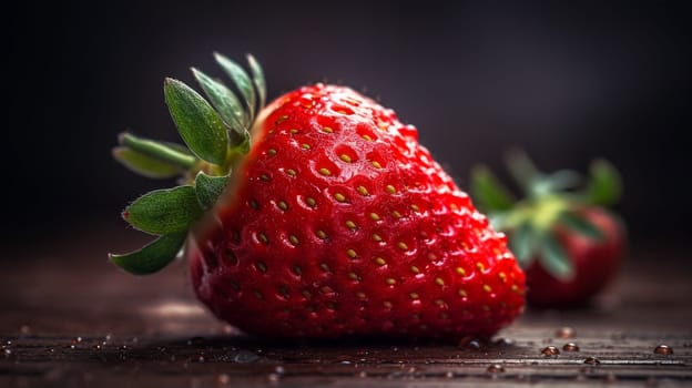 Strawberries fresh strawberry. Professional macro . Ai Generative
