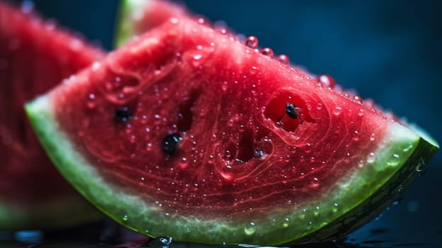 Slices of watermelons on cutting board. Ai Generative.