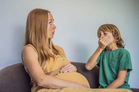 The eldest son came from school and brought the infection. Son sneezes on pregnant mother. Colds and infections in pregnant women.