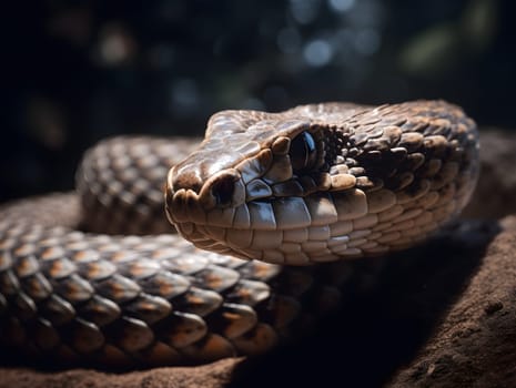 Majestic snake staring in the wildness