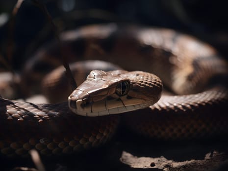Majestic snake staring in the wildness