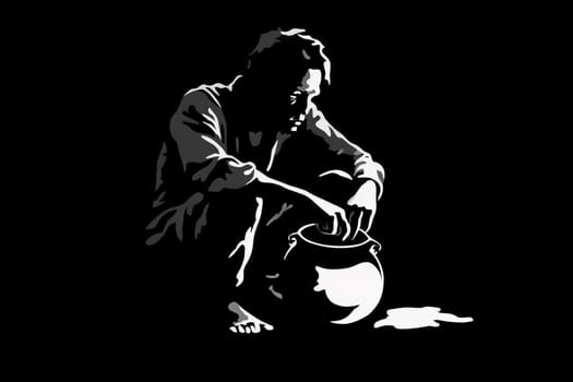 Hunger Poor Poverty. Social inequality, homeless or beggar begging for help sitting at dirty slum,human rights,donate and charity for underprivileged children in third world. Generative AI