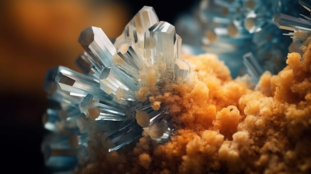 Amazing macro closeup of geometric crystal structure - generative AI - AI generated