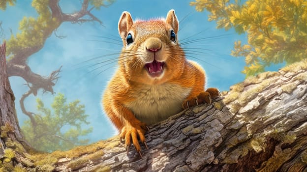 Adorable little cartoon squirrel - generative AI - AI generated