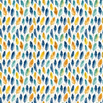 Bird feathers seamless pattern, a watercolor illustration. Generative ai