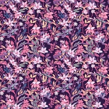 Seamless pattern flowers and leaves. Pattern in Japanese style. generative ai