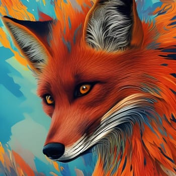 Portrait of a fox in vivid colors. Generative AI.