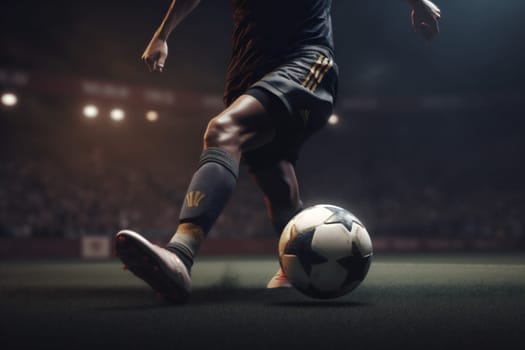 world foot athletic competition play competitive light victory football playing stadium kick goal ball outdoor green cup soccer soccer game sport match. Generative AI.