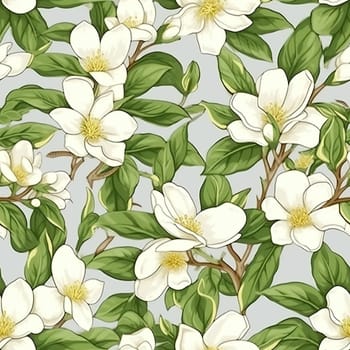 Blooming jasmine, illustration, pattern, seamless pictures. Generative AI High quality illustration