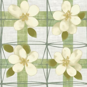 Blooming jasmine, illustration, pattern, seamless pictures. Generative AI High quality illustration