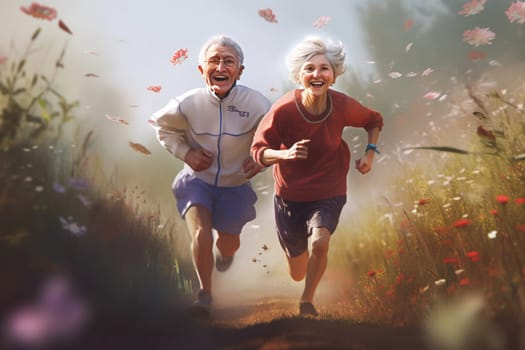 Old people healthy lifestyles, Gym, Fitness, doing sport, Elderly, people hiking and happy fitness , relax trekking together. Health, wellness , sport active lifestyle motivation with cardio