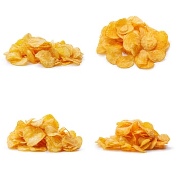 Collage of tasty potato chips