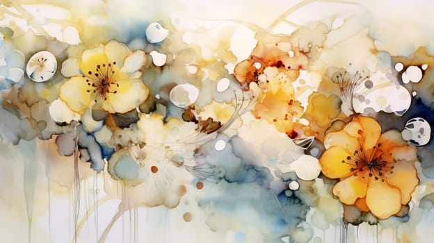 Floral abstract watercolor painting - generative AI - AI generated