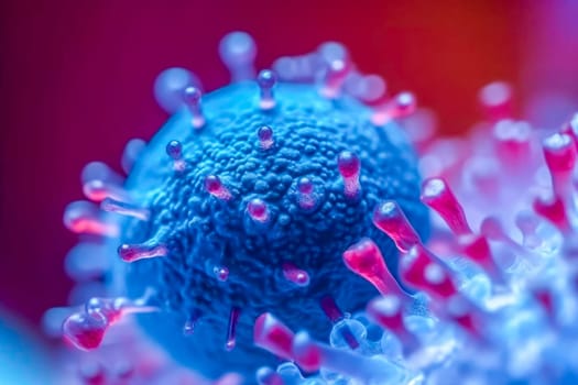 A high-resolution image of a blue-colored virus navigating through the veins. Generative Ai
