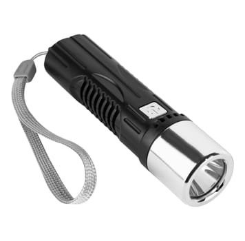 Hand-held LED flashlight white background in insulation