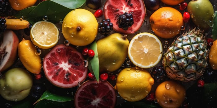 black healthy vitamin splashing white drop organic green food liquid agriculture banana vegetable strawberry water isolated fruit fresh diet wave background. Generative AI.