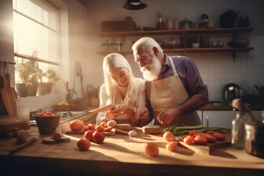Proper Nutrition. Giving up bad habits, health, a strong body, Older age to be happy and cheerful and cheerful, Senior couple, old seniority, Healthy eating, fruits and vegetables