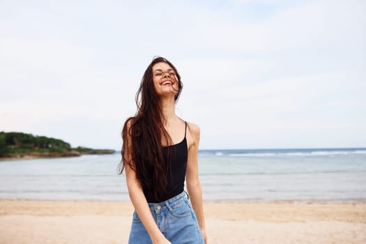 beach woman female ocean long sunset travel beauty sand activity sexy lifestyle walking young happiness running summer hair freedom sea smile flight