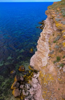 An impregnable precipitous rocky shore in the eastern Crimea