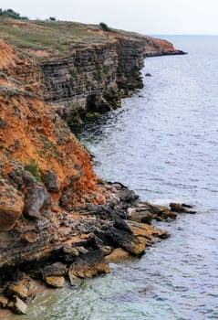 An impregnable precipitous rocky shore in the eastern Crimea