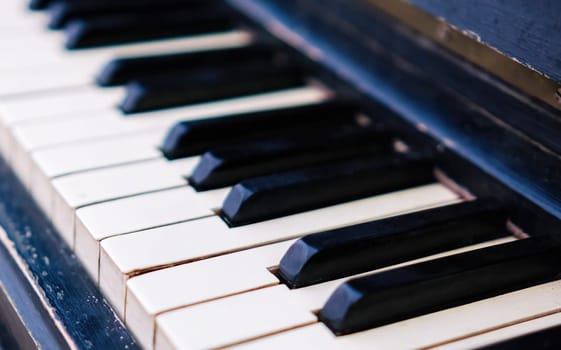 Old piano. piano keys closeup monochrome. grand piano.