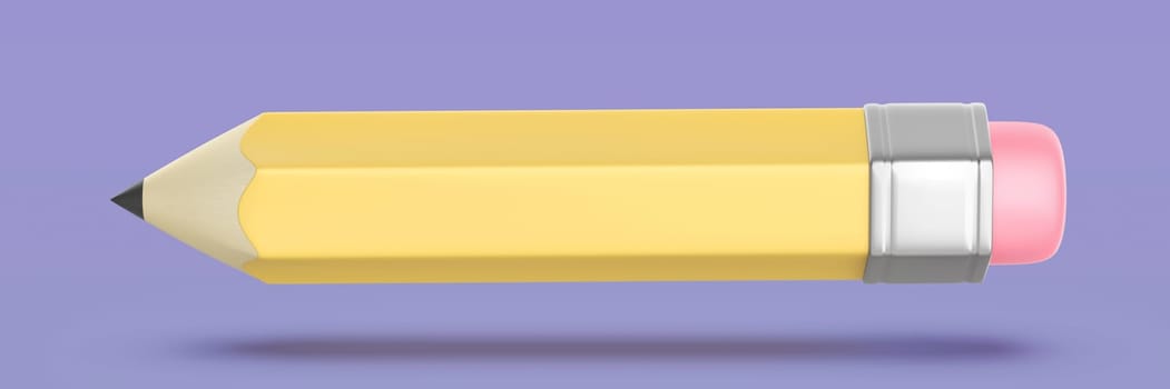 Yellow pencil on purple background