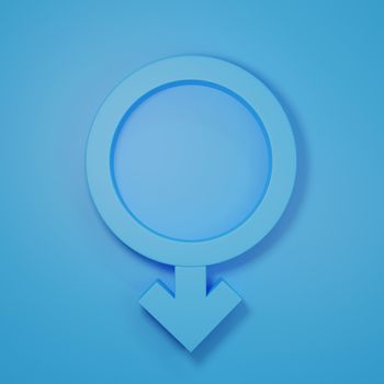 Gender symbols with heads of Male. World Sexual Health Day Concept, Gender Sex Icon blue symbol isolated on blue background, 3D rendering illustration

