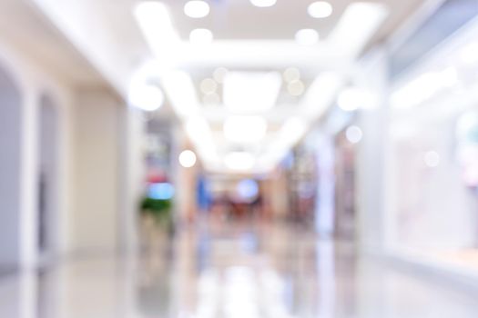 Luxury department store shopping mall interior, abstract defocused blur with bokeh background, concept of shopping seasons design.