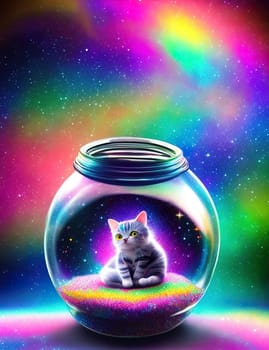 Galaxy environment Capturing A whimsical a small kitty. High quality photo