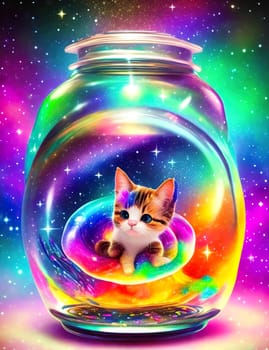 Galaxy environment Capturing A whimsical a small kitty. High quality photo