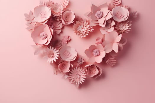 card decoration heart design valentine poster background birthday nubes love pink flower day minimal wedding gift composition floral frame rose beauty. Generative AI.