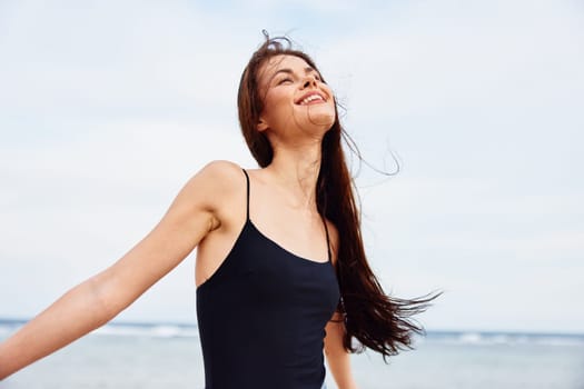 sunset woman sand lifestyle enjoyment vacation freedom girl young beach peaceful dress bag shore sunlight happiness nature smile ocean summer sea