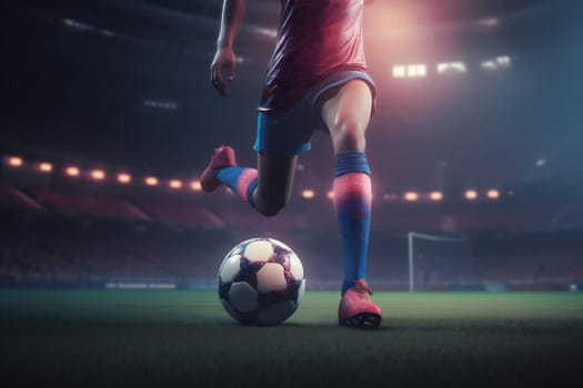 ball player football light team shoe victory soccer attack athlete game activity grass sport competitive kick foot stadium goal competition. Generative AI.