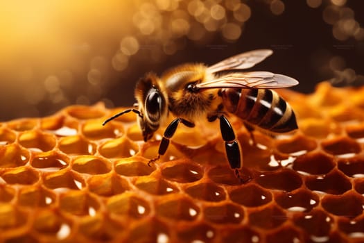 background honey sweet gold food shape vibrant wild nature natural phone beeswax mobile macro bee closeup yellow pollen ai honey insect bee nectar. Generative AI.