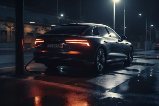 electric automobile city technology energy battery urban sustainability electricity charging vehicle hybrid recharge road transportation street supply car eco electric power. Generative AI.
