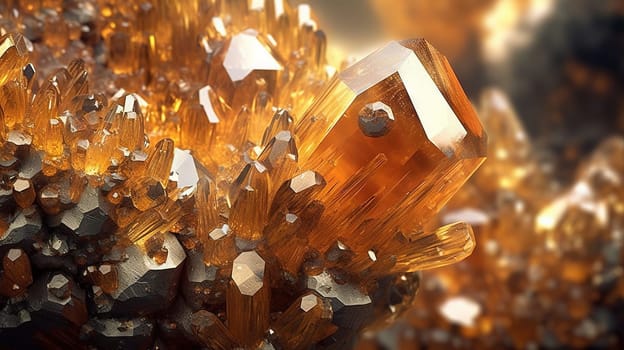 Amazing macro closeup of geometric crystal structure - generative AI - AI generated
