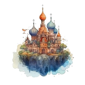 fantasy castles set, fairytale isolated castle or palace with towers, medieval fort or fortress. Fairy tale kingdom house building, castles with flags on books or sky clouds. Ai generative