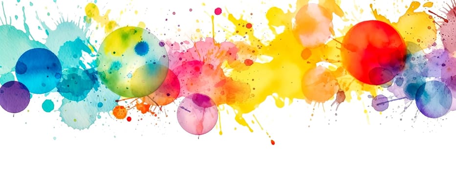 color spots watercolors, banner with copy space, background and wallpaper, made with Generative AI. High quality illustration