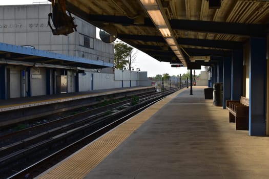 New York City Subway Train Station Waiting at Broad Channel Stop. High quality photo