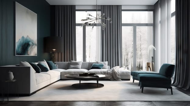 Luxurious Living-room interior - Generative AI - AI generated