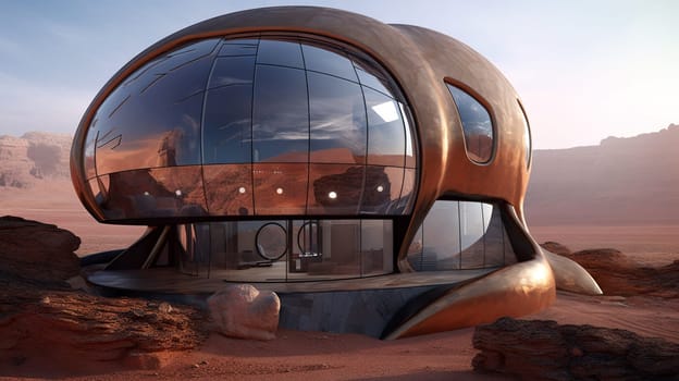 Colony on planet mars - futuristic station - generative AI - AI generated