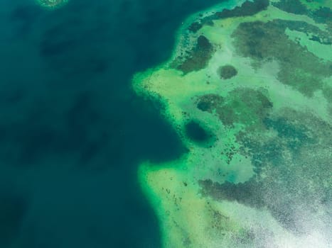 Sea water surface with coral reef copy space for text.