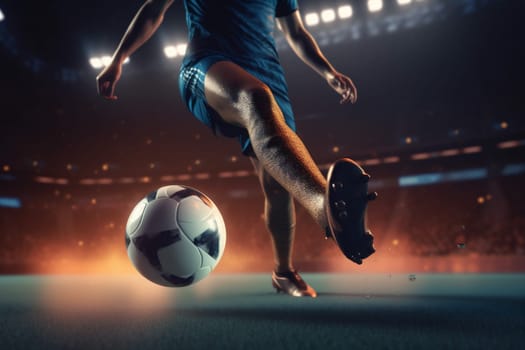 ball foot game stadium arena sport goal player background league kick active competition football victory play playing soccer grass green. Generative AI.