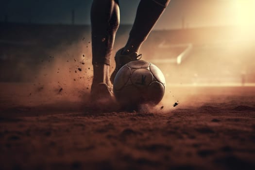 field athletic goal football playing playground stadium soccer foot world ball cup kick sport competition game background soccer victory green action winner. Generative AI.