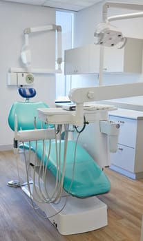 Better equipment for better dental care. an empty modern dentists office