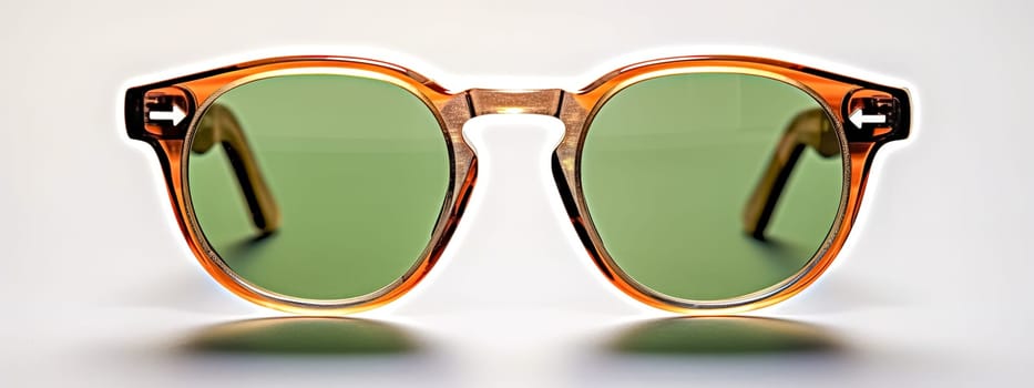 green glasses on a white background, banner, made with Generative AI. High quality illustration