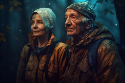 Old people healthy lifestyles, Gym, Fitness, doing sport, Elderly, people hiking and happy fitness , relax trekking together. Health, wellness , sport active lifestyle motivation with cardio